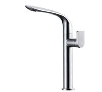 Rubinetto da bagno ad arco alto girevole a 360 ° Rubinetto miscelatore monocomando rubinetto miscelatore acqua calda e fredda argento lavello rubinetto per cucina e bagno Design moderno facile