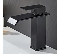 Rubinetto da bagno ad arco alto in acciaio inox nero maniglia singola acqua calda e fredda design moderno a cascata durevole ed elegante per bagni eleganti