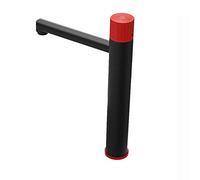 Rubinetto da bagno ad arco alto nero e rosso monocomando in ottone a cascata rubinetto miscelatore con pulsante design moderno per lavabo elegante.