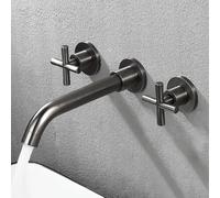 Rubinetto da bagno antico a parete AllCopper 3 fori miscelatore acqua calda e fredda finitura nera preinstallato design elegante per bagni moderni
