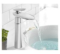 Rubinetto da bagno Bianco Gold rubinetto Freddo Cold Hot Brass Cascata Faucet miscelatore Lavello Tap Single Maniglia Bagno(Chrome tall)