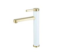Rubinetto da bagno Black Bathroom Basin rubinetto Freddo e calda Acqua Miscelatore Lavello Tap Single Maniglia con impugnatura and GoldTap(White)
