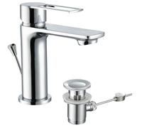 Rubinetto da bagno con asta di trazione, miscelatore monocomando per lavabo con gruppo di scarico, cromato, miscelatore monocomando per lavabo, rubinetteria da bagno, miscelatore per lavabo da bagno
