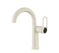 Rubinetto da bagno con maniglia singola, bianco latte, girevole a 360°, caldo e freddo, bianco latte, corto