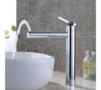 Rubinetto da bagno con rubinetto girevole a 360° e beccuccio, per bagno con beccuccio, altezza 22,5 cm, in ottone, per lavandino, acqua fredda e calda, per ospiti, WC, bagno
