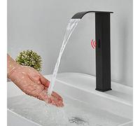 Rubinetto da bagno, con sensore a cascata in acciaio inox, 1/2", moderno rubinetto automatico per bagno, miscelatore per bagno e cucina, gamma di temperatura: 0-80