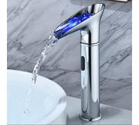 Rubinetto da bagno con sensore a cascata LED, rubinetto moderno a | Rubinetto con sensore a infrarossi con cascata LED, elegante miscelatore per lavabo per uso domestico moderno