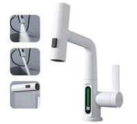 Rubinetto da bagno con spruzzatore estraibile, 3 modalità di spruzzo, display digitale della temperatura, rubinetto moderno per lavello per arredamento elegante e facile installazione