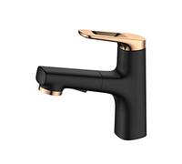 Rubinetto da bagno estraibile in ottone nero miscelatore per lavello con doppia modalità di spruzzo, ideale per il lavaggio dei capelli, design moderno con maniglia singola, elegante rubinetto per