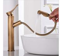 Rubinetto da bagno estraibile in ottone nero vintage - Elegante rubinetto miscelatore monocomando per acqua calda e fredda per lavello da incasso, design per elegante arredamento del bagno