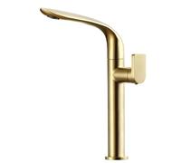 Rubinetto da bagno girevole a 360 ° ad arco alto Rubinetto miscelatore monocomando per acqua calda e fredda Elegante rubinetto per lavello dorato per cucina e bagno