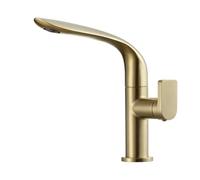 Rubinetto da bagno girevole a 360° con finitura spazzolata dorata miscelatore acqua calda e fredda rubinetto moderno per lavello per cucina e bagno, design elegante e funzionale