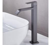 Rubinetto da bagno grigio ad arco alto Rubinetto miscelatore monocomando Rubinetto a cascata Rubinetto Lavabo Rubinetto per lavabo per acqua fredda Miscelatore moderno per lavabo elegante