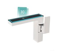 Rubinetto da bagno idroalimentato con display digitale intelligente della temperatura, rubinetto miscelatore caldo e freddo con luce ambientale a LED, in lega di zinco con tubi per lavelli da bagno