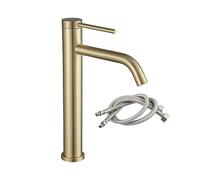 Rubinetto da bagno in acciaio inox girevole a 360 ° ad arco alto rubinetto miscelatore oro/nero finitura acqua calda e fredda Lavabo rubinetto per lavandino (modello A2125GN)
