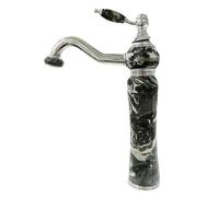 Rubinetto da bagno in giada retrò, girevole a 360°, miscelatore monocomando per lavabo, acqua calda e fredda, ideale per hotel e balconi, cromato + finitura in bianco e nero