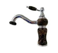 Rubinetto da bagno in giada, stile retrò, girevole a 360°, con maniglia singola, per acqua calda e fredda, cromato e marrone scuro, ideale per hotel e balconi