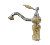 Rubinetto da bagno in giada, stile retrò, girevole a 360°, miscelatore monocomando per acqua calda e fredda, ideale per hotel e balcone, cromato + finitura caffè chiaro, elegante e funzionale