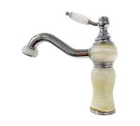 Rubinetto da bagno in giada, stile retrò, girevole a 360°, miscelatore monocomando per acqua calda e fredda, ideale per hotel e balconi, finitura cromata e giada bianca