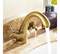 Rubinetto da bagno in ottone a doppia maniglia per lavabo stile antico rubinetti acqua calda e fredda rubinetti nero oro cromato miscelatore (SLT0084-Y)