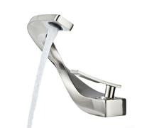 Rubinetto da bagno in ottone a foro singolo per lavabo, regolabile per acqua calda e fredda, design ad arco liscio, adatto per casa e H (argento)