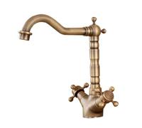 Rubinetto da bagno in ottone antico retrò a due maniglie rubinetto miscelatore per lavabo vintage rubinetto per lavabo classico impianti da bagno doppio controllo rubinetto dell'acqua per arredamento