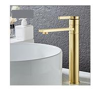 Rubinetto da bagno in ottone massiccio in for il bacino del fredda e calda miscelatore dell'acqua lavello della maniglia singola mazzo dell'oro spazzolato,Sicuro per l'acqua(Style 4)