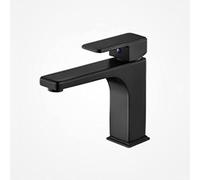 Rubinetto da bagno in ottone nero 1 foro miscelatore caldo e freddo rubinetto moderno lavello vanità aggiornamento elegante finitura nera opaca per casa e ufficio durevole e facile da installare