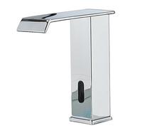 Rubinetto da bagno in ottone senza contatto con sensore d'acqua, miscelatore per lavello a cascata, rubinetto automatico a infrarossi, finitura cromata, flusso basso per un uso ecologico.