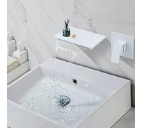 Rubinetto da Bagno Miscelatore Cascata A Parete Sottile Monocomando per Lavabo In Ottone per Paraschizzi Bagno Bianco