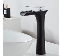 Rubinetto da bagno moderno - Miscelatore monoforo con design a cascata ad arco alto, elegante rubinetto per lavabo per arredamento del bagno contemporaneo e funzionalità migliorate