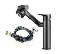Rubinetto da bagno monocomando, miscelatore monocomando per lavabo, rubinetto in ottone caldo e freddo, con rubinetto girevole corto, ad alte prestazioni, stile retrò, grande (nero, taglia unica)