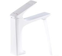 Rubinetto da bagno monocomando miscelatore per lavabo in porcellana, valvola a disco ergonomica, con beccuccio angolato di 15°, aeratore a bolle morbide (E)