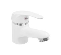 Rubinetto da bagno per lavabo, miscelatore a leva per lavabo, erogatore corto, 45 mm, con tubi bianchi