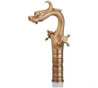 Rubinetto da bagno retrò in bronzo per uso lavandino con funzionamento a leva singola, progettato per connessioni di acqua calda e fredda (versione alta)