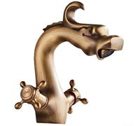 Rubinetto da bagno retrò in bronzo per uso lavandino con funzionamento a leva singola, progettato per collegamenti di acqua calda e fredda (versione corta)