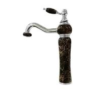 Rubinetto da bagno retrò in giada, girevole a 360°, miscelatore monocomando caldo e freddo, ideale per hotel e balconi, finitura cromata e marrone scuro giada