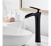Rubinetto da Bagno Rubinetti Alti per Lavabo da Appoggio Rubinetto Cascata A 1 Foro Rubinetto In Ottone per Lavabo da Bagno Nero