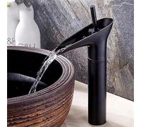 Rubinetto da Bagno Rubinetto Cascata Alto Monocomando A Leva Singola Rubinetto Miscelatore per Lavabo Alto Acqua Calda E Fredda Colore Nero Retrò