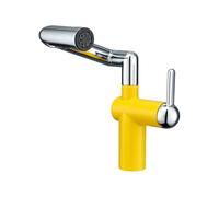 Rubinetto da Bagno Rubinetto da Bagno A 3 Modalità Miscelatore per Lavabo Girevole 360° Regolabile Acqua Calda E Fredda Montaggio Su Piano Ottone Giallo + Cromo