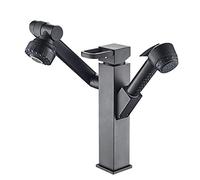 Rubinetto da Bagno Rubinetto Miscelatore per Lavabo con Doccetta Estraibile Pistola A Spruzzo Ottone Rotazione Multi-Orientamento Acqua Calda E Fredda Rubinetto Multifunzione per Lavabo da Bagno
