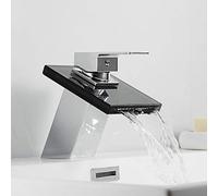 Rubinetto da bagno, rubinetto miscelatore per lavabo in ottone a cascata in vetro, rubinetto Lavabo da appoggio, design elegante e moderno per una facile installazione