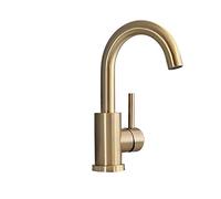 Rubinetto da bagno Spazzolato Gold Gold Bagno Rubinetto for lavandino Freddo e Lavello a caldo Miscelatore Lavello Rubinetto singolo Maniglia con impugnatura Acqua montata(Style 2)