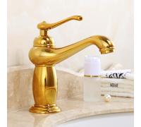 Rubinetto da bagno vintage, rubinetto miscelatore per lavello a maniglia singola dorata, miscelatore per lavabo a un foro, impianti da bagno per acqua calda e fredda, rubinetti per lavabo eleganti per