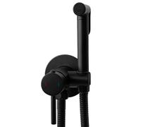 Rea LUNGO LOOP RUBINETTO BIDET DA INCASSO NERO Doccetta a parete in ottone Miscelatore acqua calda e fredda con doccetta per WC WC (Nero)