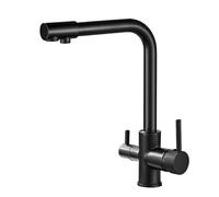 Rubinetto da cucina 3 in 1 con 360 ° girevole Grifo de Osmosis 3 Vías per lavello Design a doppia leva Rubinetto per filtro dell'acqua potabile Rubinetto nero per lavello da cucina