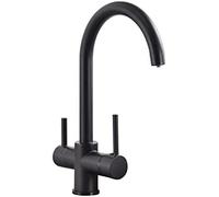 Rubinetto da cucina 3 in 1 con beccuccio girevole a 360°, finitura cromata e nera, sistema di filtraggio dell'acqua, perfetto per uso domestico e ufficio