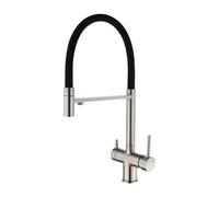 Rubinetto da cucina 3 in 1 con filtro per l'acqua in acciaio inossidabile 2 maniglie singolo foro rubinetto in metallo depuratore d'acqua ad arco alto Pull Down spruzzatore per uso domestico