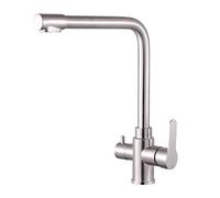 Rubinetto da cucina 3 in 1 in acciaio inox spazzolato, girevole a 360°, filtrazione dell'acqua fredda, rubinetto per acqua potabile per lavelli da cucina, design moderno, durevole ed elegante