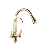 Rubinetto da cucina a 2/3 vie con filtro dell'acqua in elegante oro, nero, cromato e beige con puntini, ideale per cucine contemporanee e aggiornamenti della casa